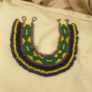 Vintage 1970s South African Handmade Beaded Collar Necklace